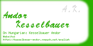 andor kesselbauer business card